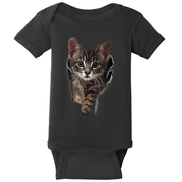 Brown Kitten Staring Cute TShirt Cats Gift Baby Bodysuit