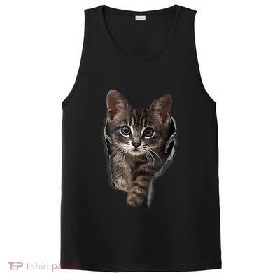 Brown Kitten Staring Cute TShirt Cats Gift PosiCharge Competitor Tank