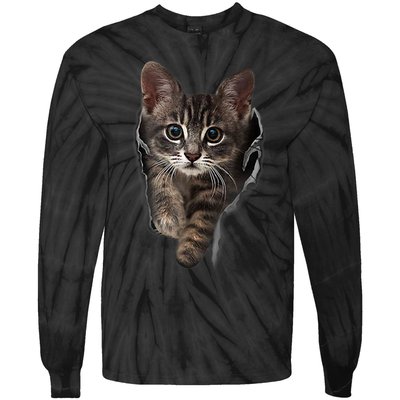 Brown Kitten Staring Cute TShirt Cats Gift Tie-Dye Long Sleeve Shirt