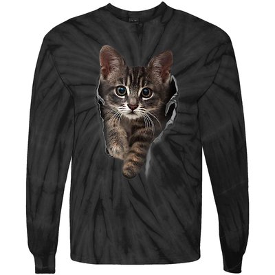 Brown Kitten Staring Cute TShirt Cats Gift Tie-Dye Long Sleeve Shirt