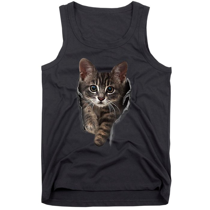 Brown Kitten Staring Cute TShirt Cats Gift Tank Top