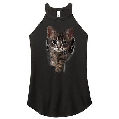 Brown Kitten Staring Cute TShirt Cats Gift Women's Perfect Tri Rocker Tank