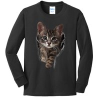 Brown Kitten Staring Cute TShirt Cats Gift Kids Long Sleeve Shirt