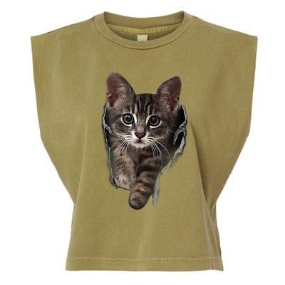 Brown Kitten Staring Cute TShirt Cats Gift Garment-Dyed Women's Muscle Tee