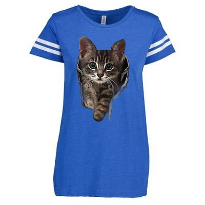 Brown Kitten Staring Cute TShirt Cats Gift Enza Ladies Jersey Football T-Shirt