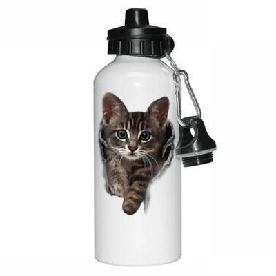 Brown Kitten Staring Cute TShirt Cats Gift Aluminum Water Bottle