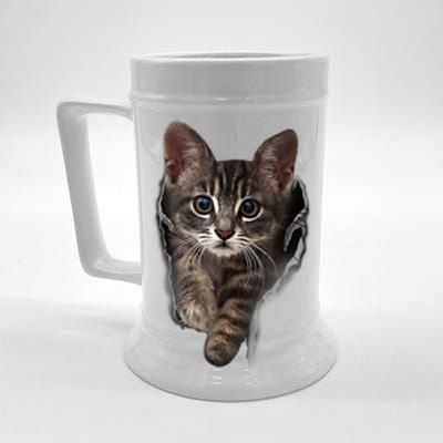 Brown Kitten Staring Cute TShirt Cats Gift Beer Stein