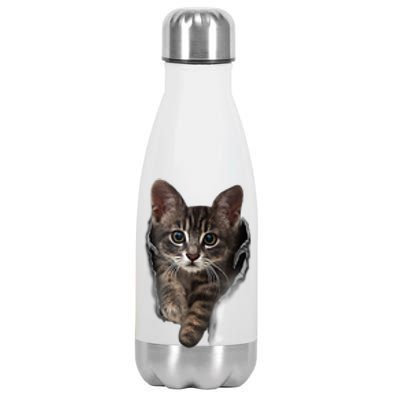 Brown Kitten Staring Cute TShirt Cats Gift Stainless Steel Insulated Water Bottle