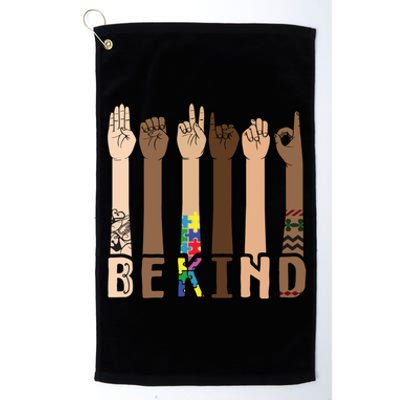 Be Kind Sign Language Hand Talking Teachers Interpreter Asl Cool Gift Platinum Collection Golf Towel