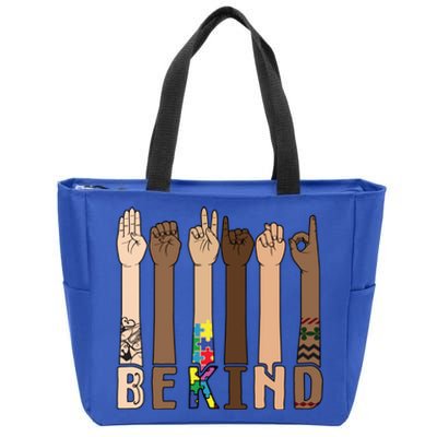 Be Kind Sign Language Hand Talking Teachers Interpreter Asl Cool Gift Zip Tote Bag