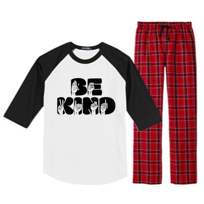 Be Kind Sign Language Hand Talking Teachers Interpreter Gift Great Gift Raglan Sleeve Pajama Set