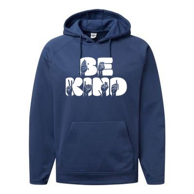 Be Kind Sign Language Hand Talking Teachers Interpreter Gift Great Gift Performance Fleece Hoodie