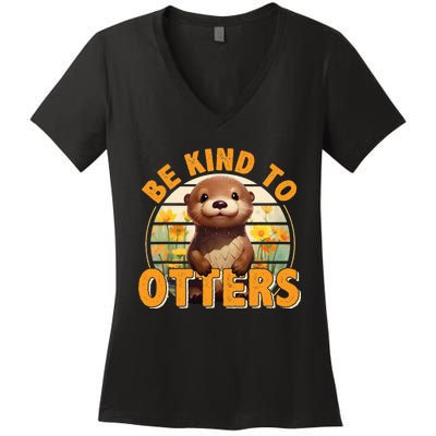 Be Kind To Otters Gift For OtterS Day Otter Lover Women's V-Neck T-Shirt