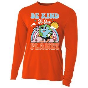 Be Kinds To Our Planet Cute Earth Day Rainbow Sun Cute Gift Cooling Performance Long Sleeve Crew