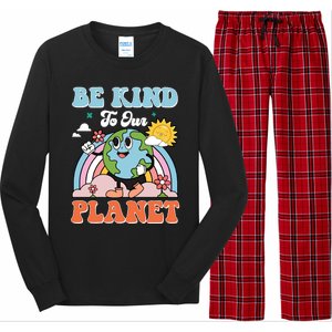 Be Kinds To Our Planet Cute Earth Day Rainbow Sun Cute Gift Long Sleeve Pajama Set