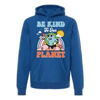 Be Kinds To Our Planet Cute Earth Day Rainbow Sun Cute Gift Premium Hoodie