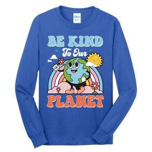 Be Kinds To Our Planet Cute Earth Day Rainbow Sun Cute Gift Tall Long Sleeve T-Shirt