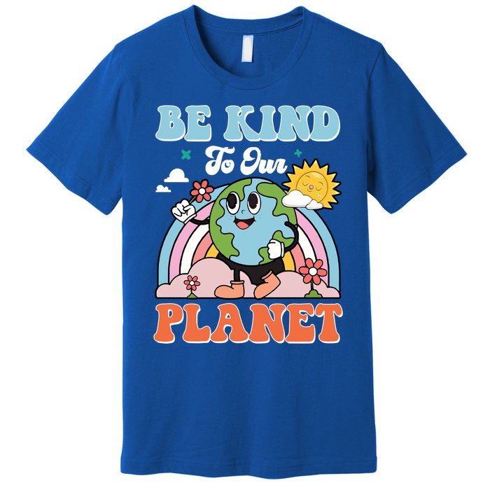 Be Kinds To Our Planet Cute Earth Day Rainbow Sun Cute Gift Premium T-Shirt