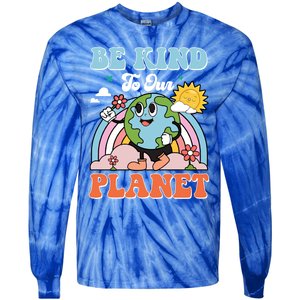 Be Kinds To Our Planet Cute Earth Day Rainbow Sun Cute Gift Tie-Dye Long Sleeve Shirt