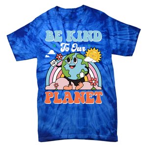 Be Kinds To Our Planet Cute Earth Day Rainbow Sun Cute Gift Tie-Dye T-Shirt