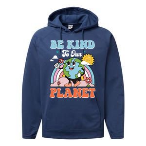 Be Kinds To Our Planet Cute Earth Day Rainbow Sun Cute Gift Performance Fleece Hoodie