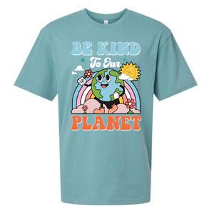 Be Kinds To Our Planet Cute Earth Day Rainbow Sun Cute Gift Sueded Cloud Jersey T-Shirt