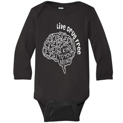 Be Kind to Your Mind Red Ribbon Week Awareness Baby Long Sleeve Bodysuit