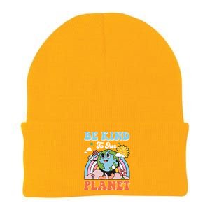 Be Kinds To Our Planet Cute Earth Day Rainbow Sun Funny Gift Knit Cap Winter Beanie