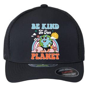 Be Kinds To Our Planet Cute Earth Day Rainbow Sun Funny Gift Flexfit Unipanel Trucker Cap