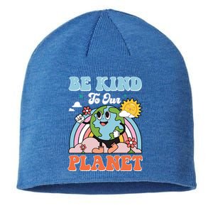 Be Kinds To Our Planet Cute Earth Day Rainbow Sun Funny Gift Sustainable Beanie