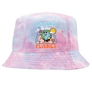 Be Kinds To Our Planet Cute Earth Day Rainbow Sun Funny Gift Tie-Dyed Bucket Hat