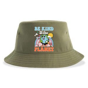 Be Kinds To Our Planet Cute Earth Day Rainbow Sun Funny Gift Sustainable Bucket Hat