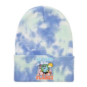 Be Kinds To Our Planet Cute Earth Day Rainbow Sun Funny Gift Tie Dye 12in Knit Beanie