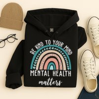 Be Kind To Your Mind Mental Health Matters Rainbow Hoodie