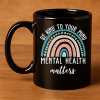 Be Kind To Your Mind Mental Health Matters Rainbow 11oz C Handle Ceramic Mug