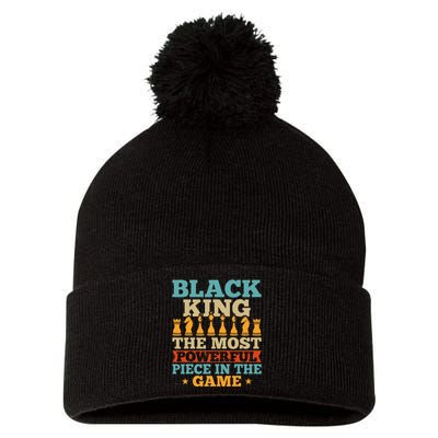 Black King The Most Powerful Piece in The Game Pom Pom 12in Knit Beanie