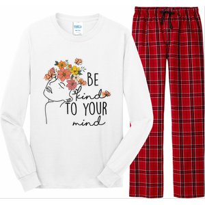 Be Kind To Your Mind Colorful Flower Mental Health Wo Long Sleeve Pajama Set