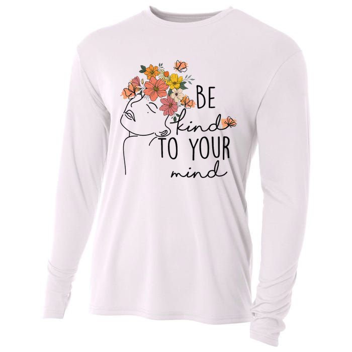 Be Kind To Your Mind Colorful Flower Mental Health Wo Cooling Performance Long Sleeve Crew