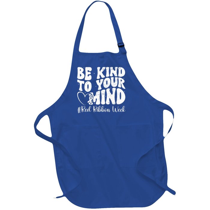 Be Kind To Your Mind Red Ribbon Week Groovy Full-Length Apron With Pockets