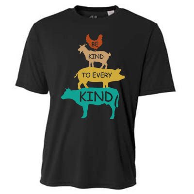 Be Kind To Every Kind Retro Vintage Funny Vegetarian Vegan Cooling Performance Crew T-Shirt