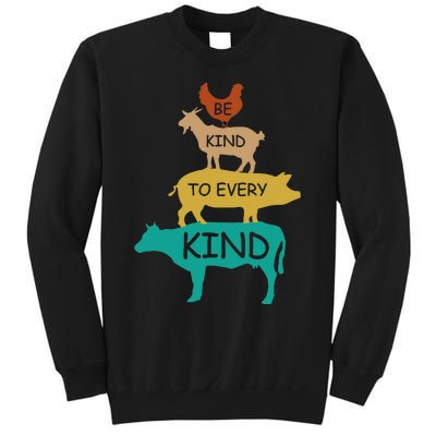 Be Kind To Every Kind Retro Vintage Funny Vegetarian Vegan Sweatshirt