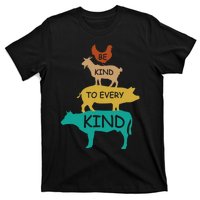 Be Kind To Every Kind Retro Vintage Funny Vegetarian Vegan T-Shirt