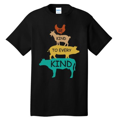 Be Kind To Every Kind Retro Vintage Funny Vegetarian Vegan Tall T-Shirt