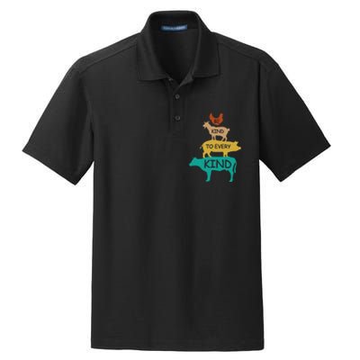 Be Kind To Every Kind Retro Vintage Funny Vegetarian Vegan Dry Zone Grid Polo