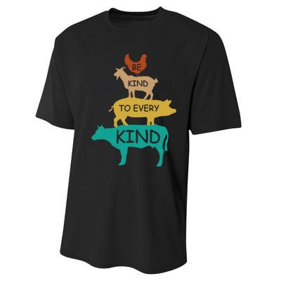 Be Kind To Every Kind Retro Vintage Funny Vegetarian Vegan Performance Sprint T-Shirt