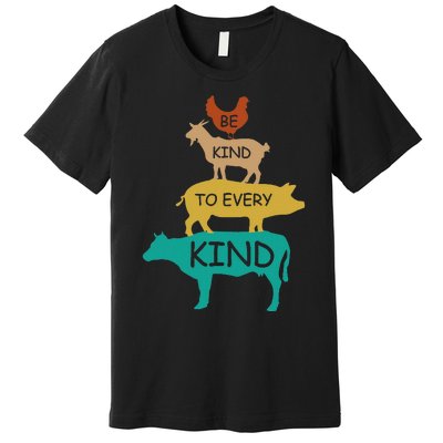 Be Kind To Every Kind Retro Vintage Funny Vegetarian Vegan Premium T-Shirt