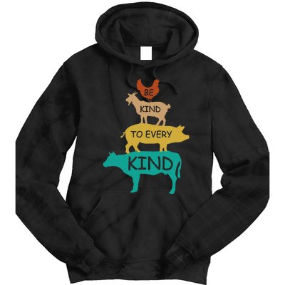 Be Kind To Every Kind Retro Vintage Funny Vegetarian Vegan Tie Dye Hoodie