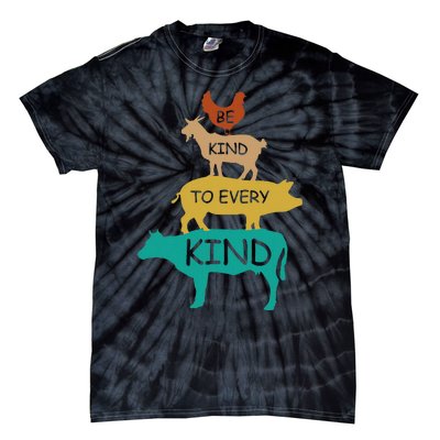 Be Kind To Every Kind Retro Vintage Funny Vegetarian Vegan Tie-Dye T-Shirt