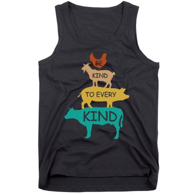 Be Kind To Every Kind Retro Vintage Funny Vegetarian Vegan Tank Top