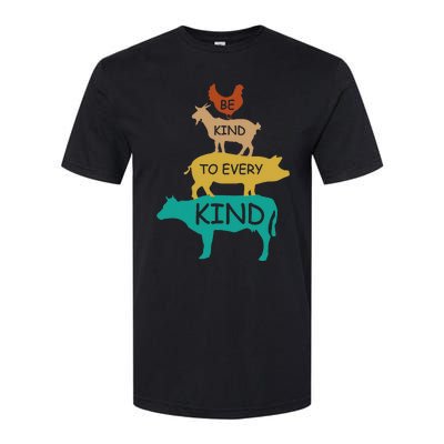 Be Kind To Every Kind Retro Vintage Funny Vegetarian Vegan Softstyle CVC T-Shirt